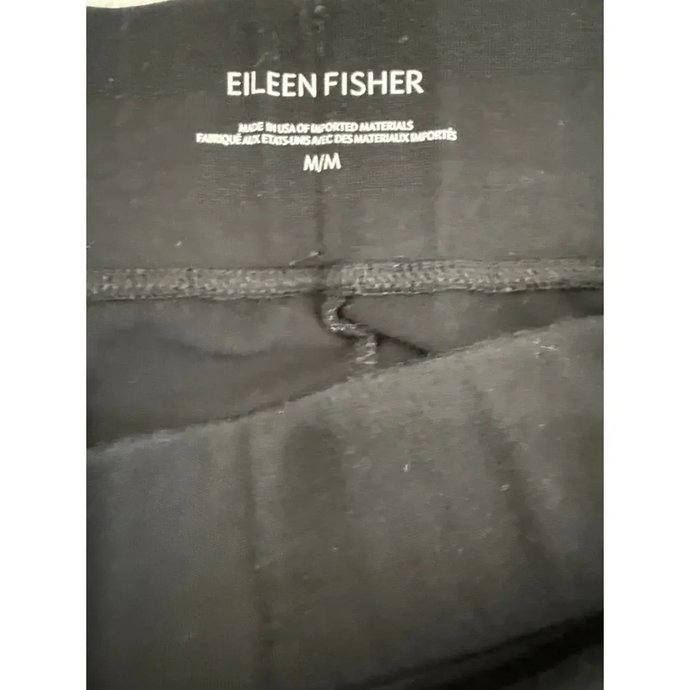 Eileen Fisher Organic Cotton Wide Leg Crop Pants Blue Pull On Size M Casual